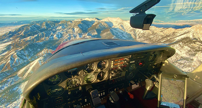 Winter Airplane Flight Cockpit View